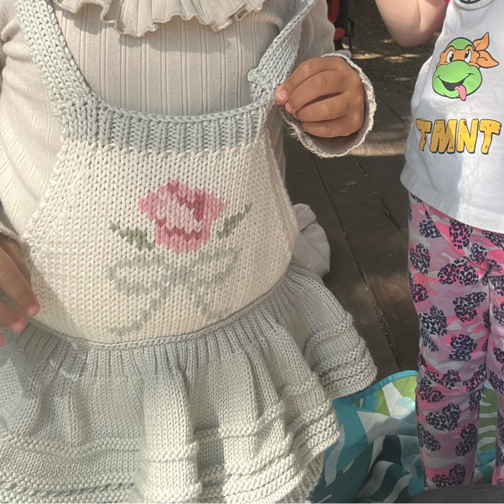 Wild Wawa Romper GrayishBlue and Cream Knit - Picture 6 of 7
